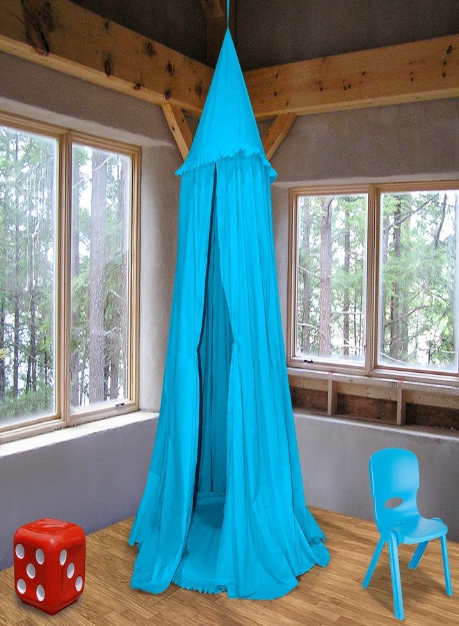 Next Day Art Teepee Play Tent for Kids Portable Foldable Flag House for Children Play Tents with Mat for Girl and Boy with Carry Case Canvas Playhouse Indoor and Outdoor with Baby Pillow Queen - Sky Blue - Image 2